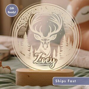Deer LED Name Light | Woodland Kids Room Decor & Baby Shower Gift